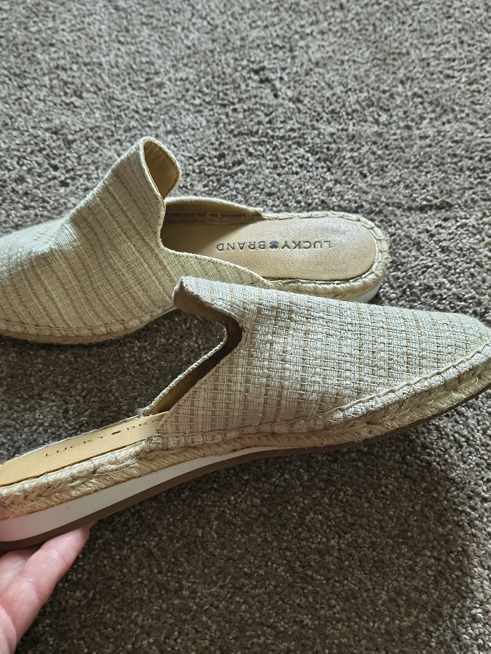 Lucky Brand Woven Slip-On Mules in Natural Straw